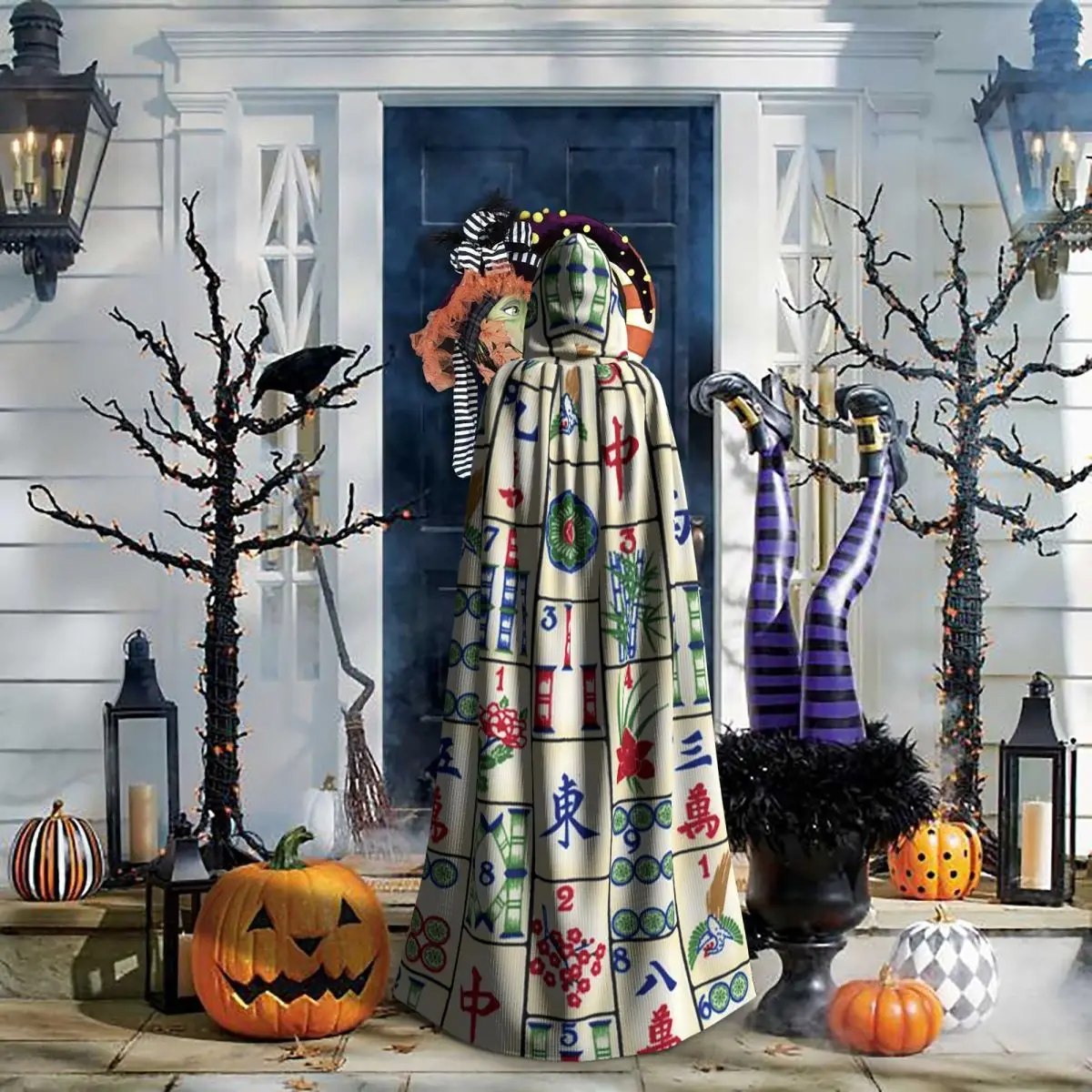 جونغ بلاط نمط طويل مقنعين عباءة الساحرة القرون الوسطى زي تأثيري كيب هالوين معطف الكبار للجنسين