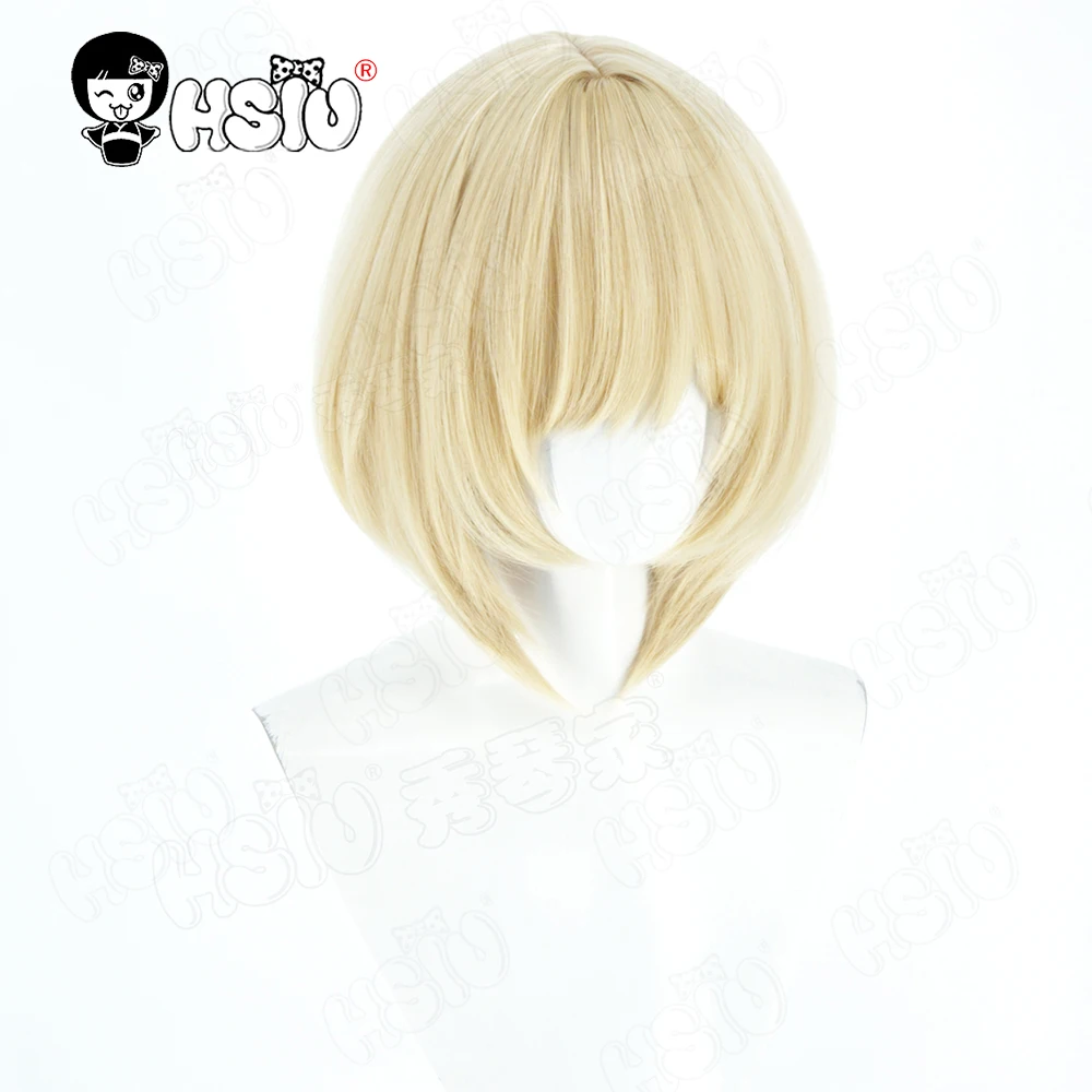 Sayless شعر مستعار تأثيري HSIU 35 سنتيمتر الذهب الشعر القصير مقاومة للحرارة الباروكات + غطاء شعر مستعار لعبة ErroR الخلاص Sayless شعر مستعار تأثيري #6