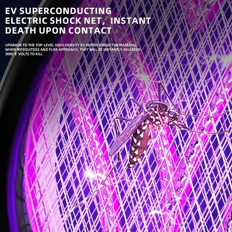 2in1 Mosquito Killer Lamp Multifunctional Mosquito Killer Device Rechargeable Fly Swatter with UV Light Trap Insect for Indoor