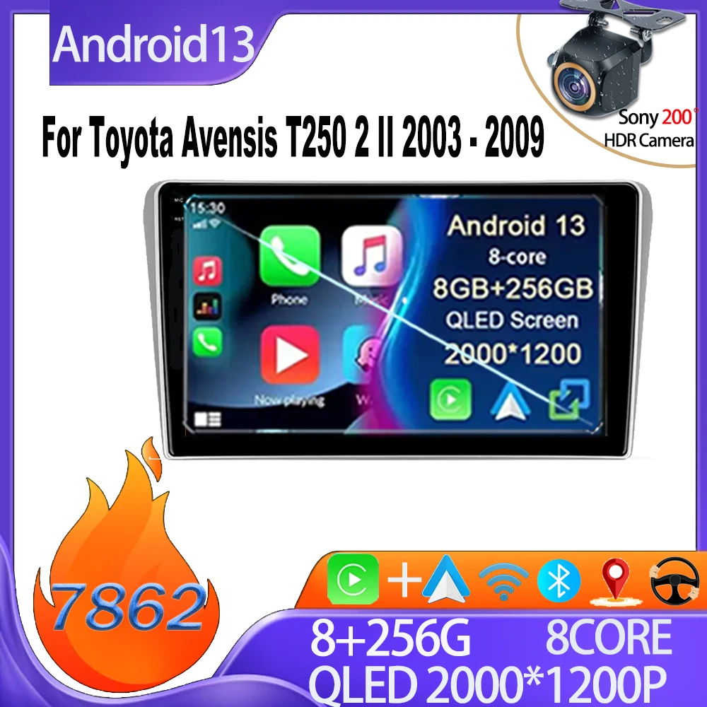 

Android Radio For Toyota Avensis T250 2 II 2003 - 2009 Touch Screen Dash Cam Carplay Bluetooth GPS Navigation Mirror Link Wifi