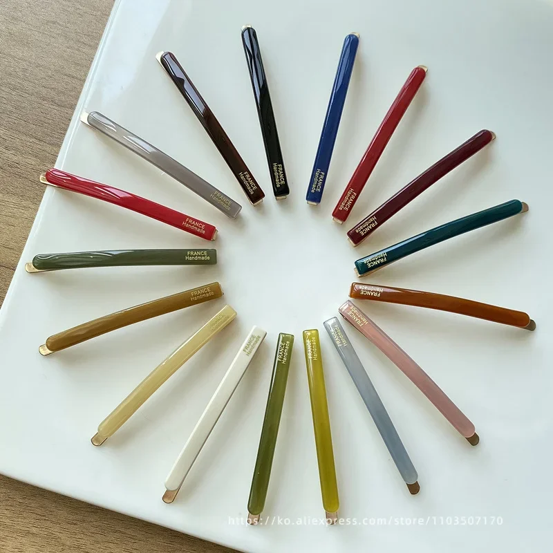 France basic word clip ~ Korea France color jelly fringe clip, side broken hair clip hair accessories simple Fashion