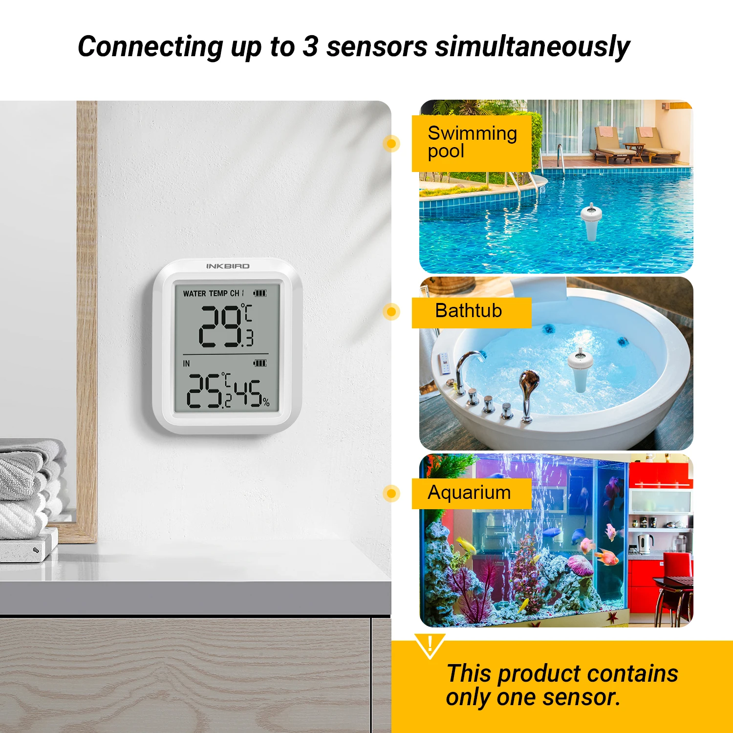 INKBIRD IBS-P02R Wireless Floating Pool Thermometer With IBS-M2 Wi-Fi Gateway Combo Waterproof Digital Thermometer For SPA Pond