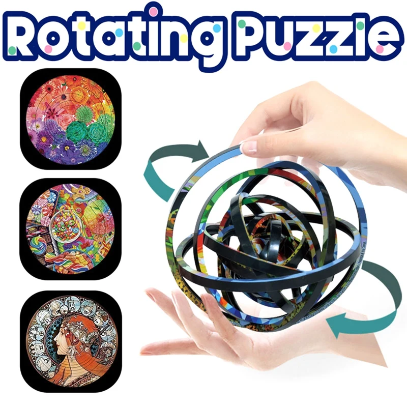 Puzzle circolare a doppia faccia con rotazione dimensionale a 360 gradi Puzzle rotante per regali di natale per bambini