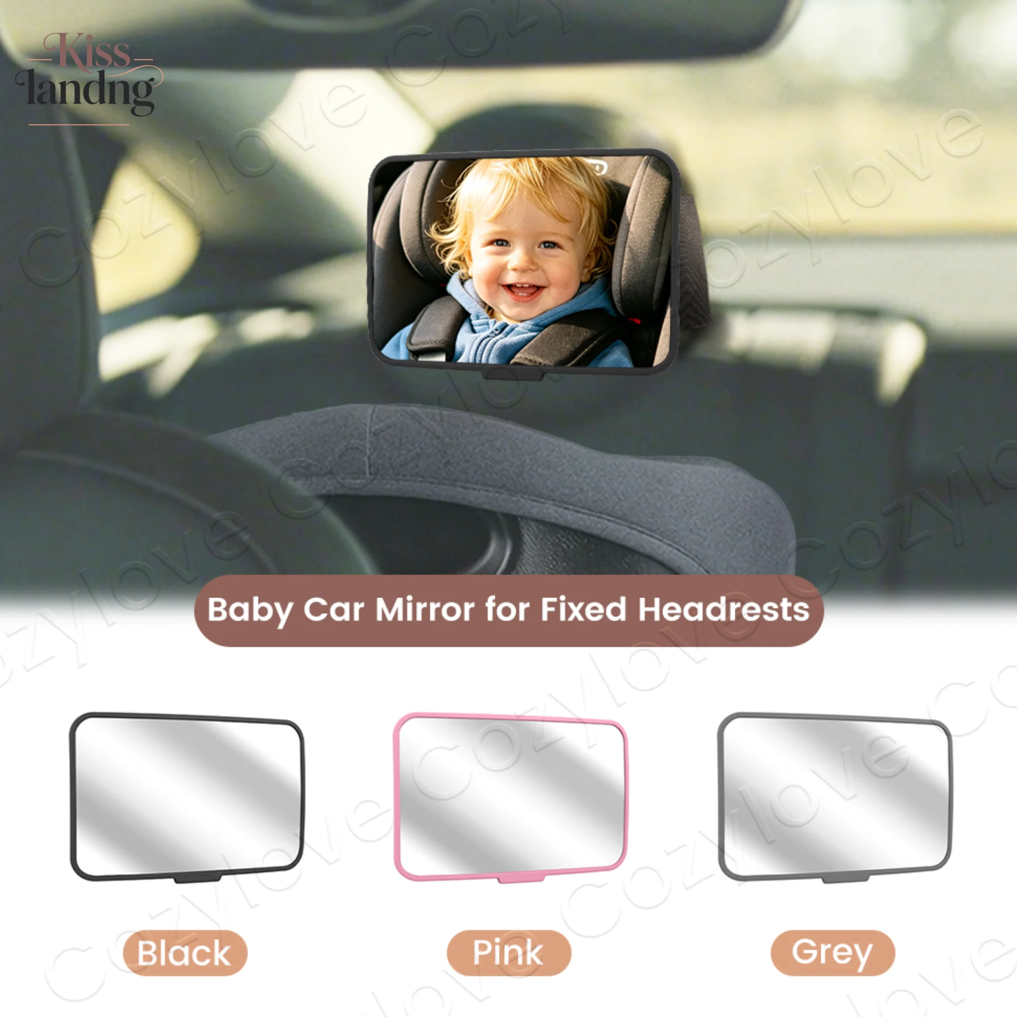 Adjustable Baby Car Mirror for Tesla | Wide View Safety Mirror for Infant Car Seat,Fit for Car Headrests with Non-Slip Strap