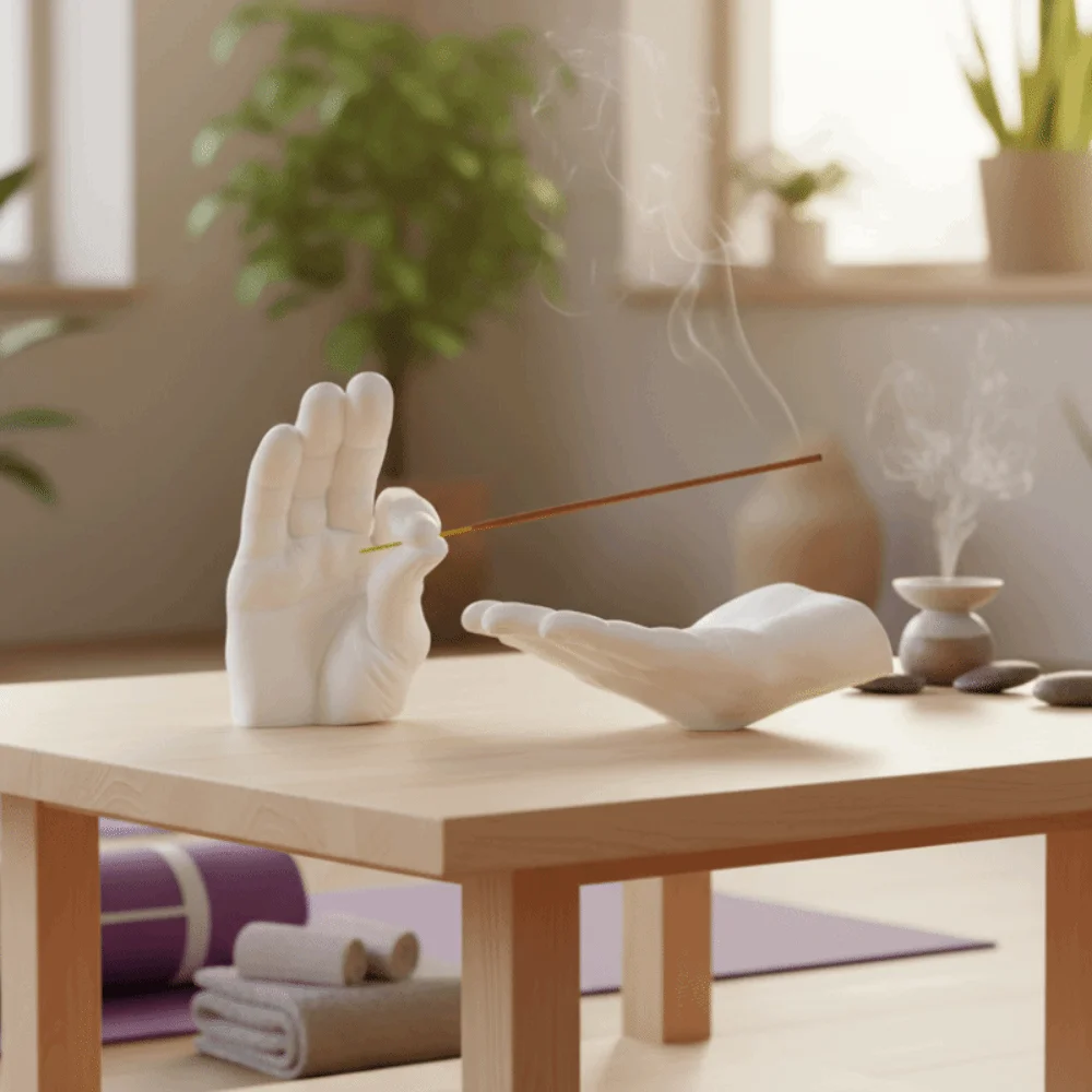Resin Palm Shape Incense Holder Simulated Quaint Incense Stick Holder Decorative Gesture Aromatherapy Incense Censer Yoga Room
