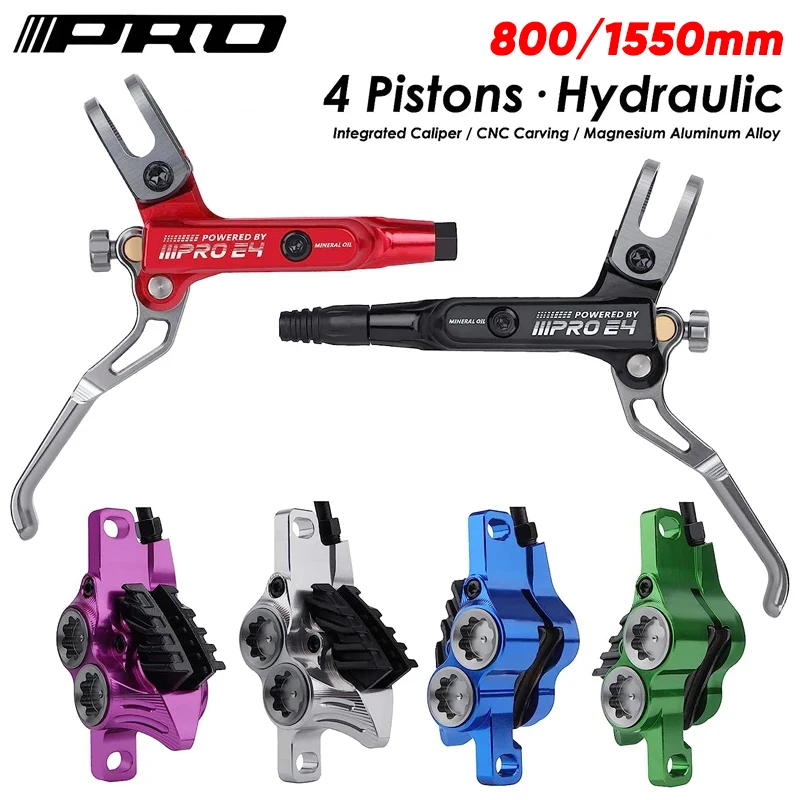 

IIIPRO E4 4 Piston Brake Set MTB Bike Disc Brake Road Mountain Bike Front 800mm Rear 1550mm Hydraulic Brakes Set Bicycle Parts