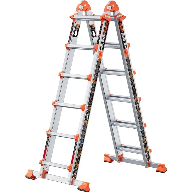 Ladder,A Frame 6 Step Ladder Extension,22 Ft Anti-Slip Multi Position Ladder,330 lbs Security Load Telescoping Aluminum Ladders