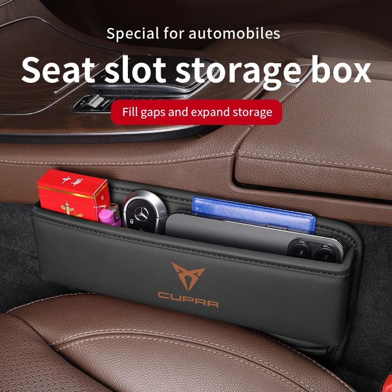Caja de Almacenamiento Multifuncional de Cuero para Asiento de Coche, para Cupra Ateca, Born, Leon, IBIZA, Raval, Formentor, Terramar, Tavascan, e-Racer