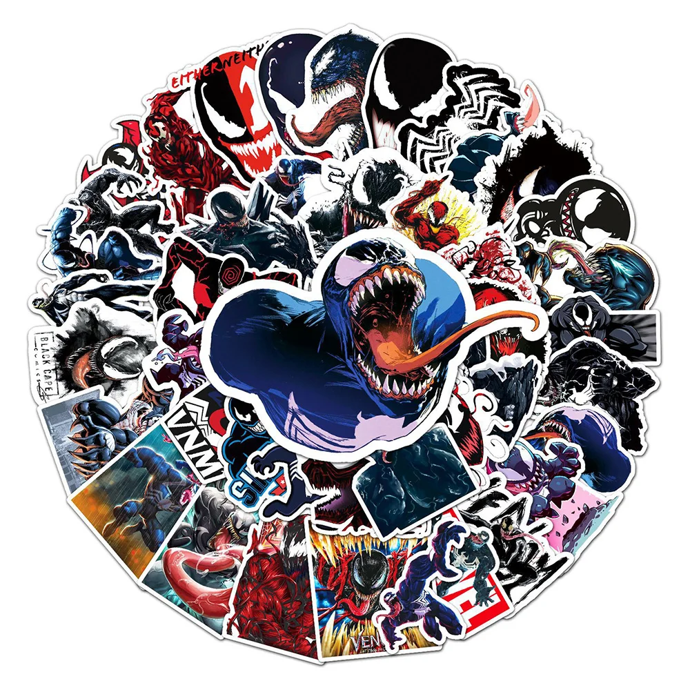 10/30/50 Buah Anime Disney Marvel Venom Kartun Stiker DIY Gitar Laptop Bagasi Skateboard Graffiti Decals Menyenangkan untuk Mainan Anak-anak