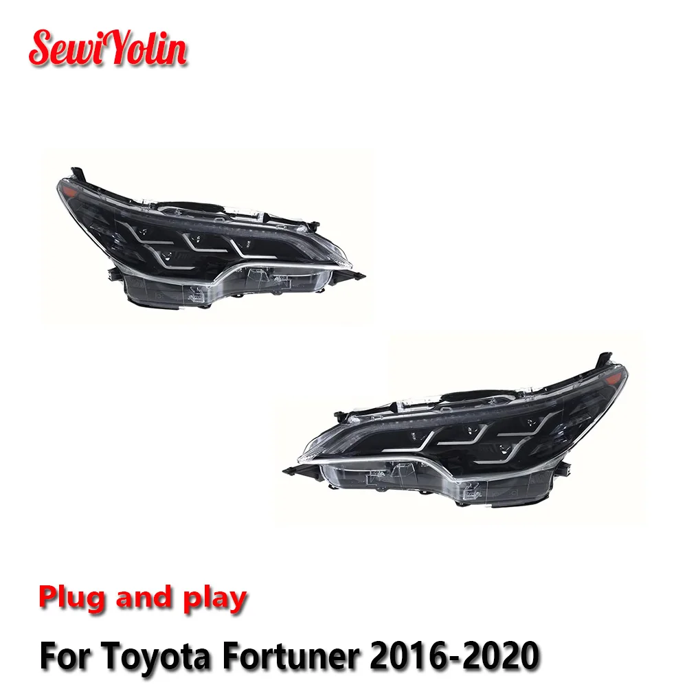 

Автомобильные светодиодные фары в сборе для Toyota Fortuner 2016-2020, автоматические противотуманные фары DRL, стоп-сигнал, указатель поворота Plug and Play