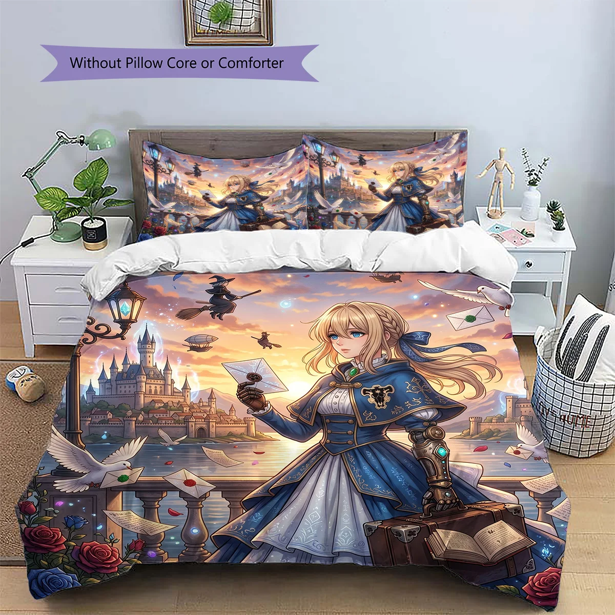 Black Clover Patterned Pillowcase & Duvet Cover Set Anime Style Bedroom Decor Great Gift for Enthusiasts YUN6518