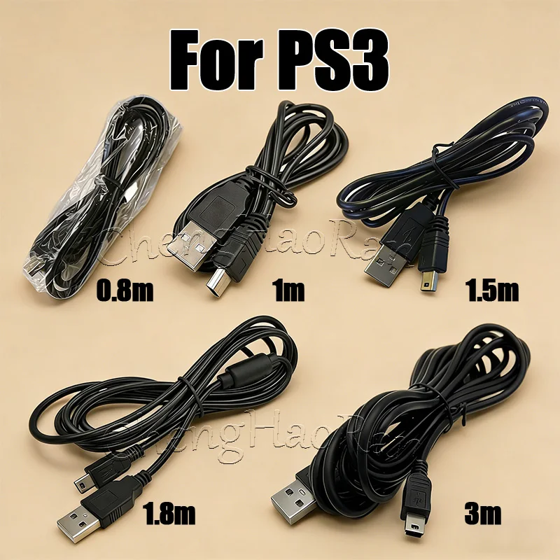 

1PC 0.8m 1m 1.5m 1.8m 3m USB Power Charger Charging Cable Cord For Playstation 3 For PS3 Controller Accessories Black