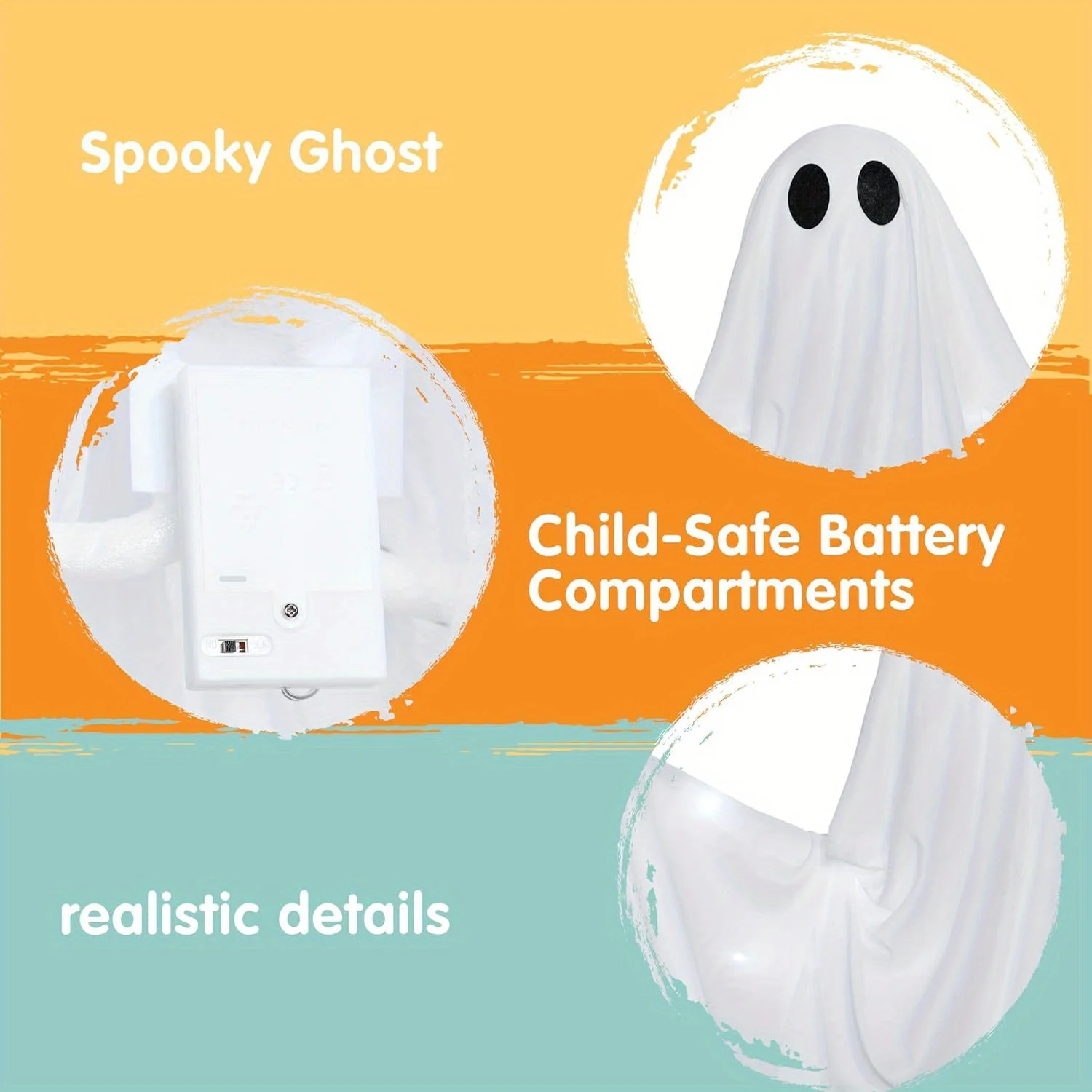 47" Light-Up Hanging Ghost Halloween Decoration - Image 3