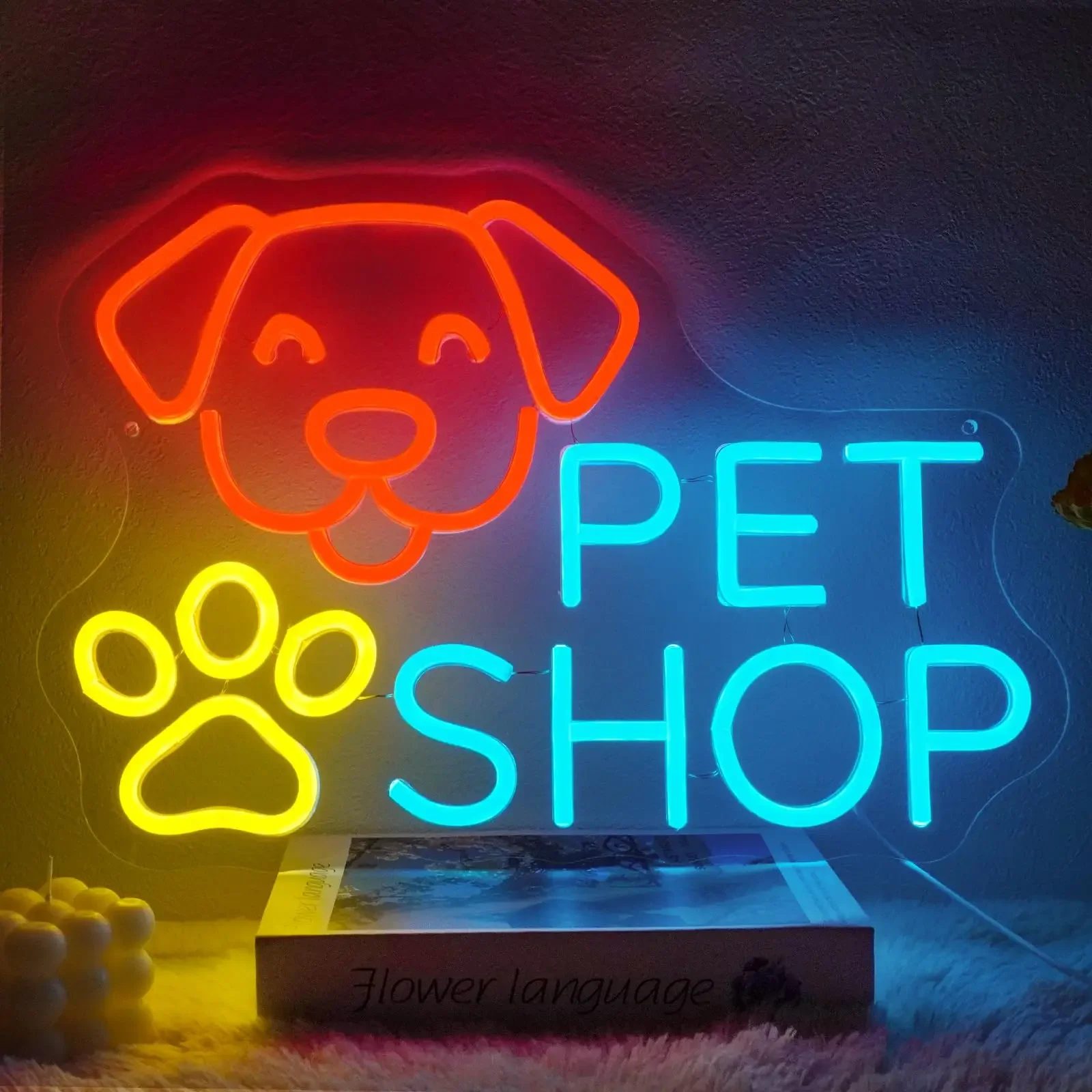 

Зоомагазин Неоновая вывеска Догляд за табличкой для настенного декора Зоомагазин Открытый бизнес Салон для домашних животных Собака Детский сад Собака Кот Спа-магазин Декор