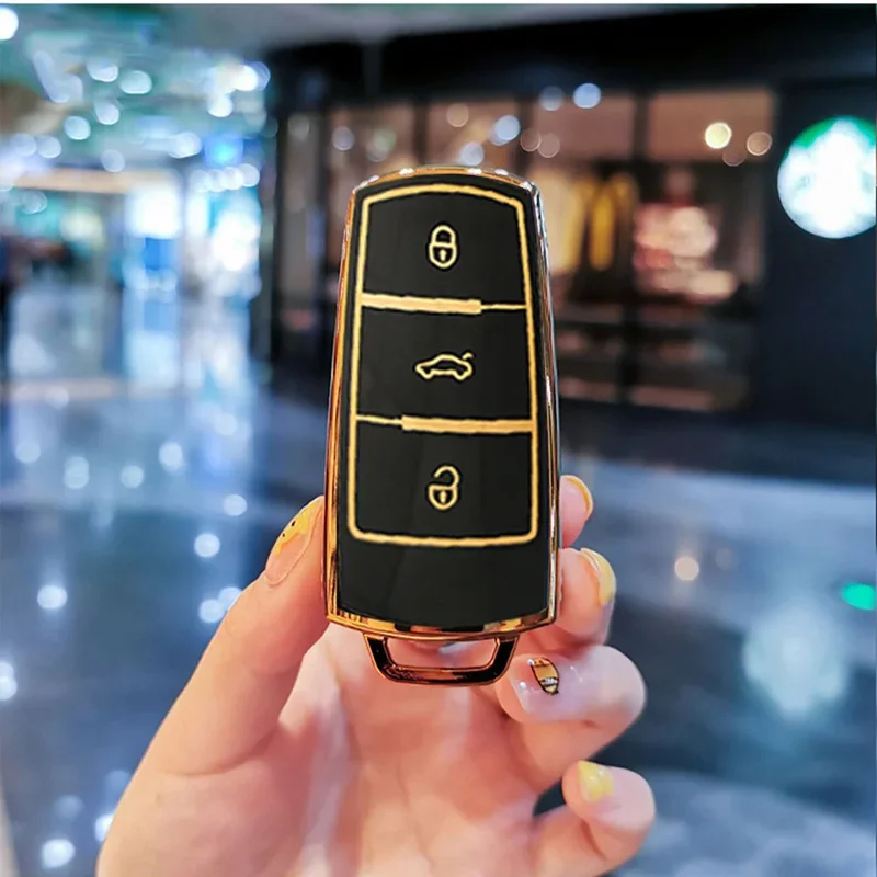 

3 Buttons TPU Car Key Fob Case Cover Keychain For VW Volkswagen Cc Passat CC b6 b7 Key Protector Shell Holder Accessories