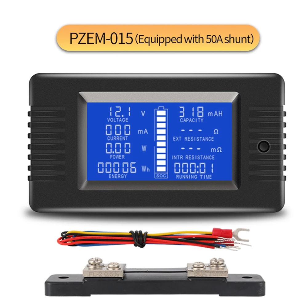 PZEM015 Digital DC 0-200V Voltage Current with 50A Shunt Car Battery Tester Voltage Meter Monitor 12V 24V 48V