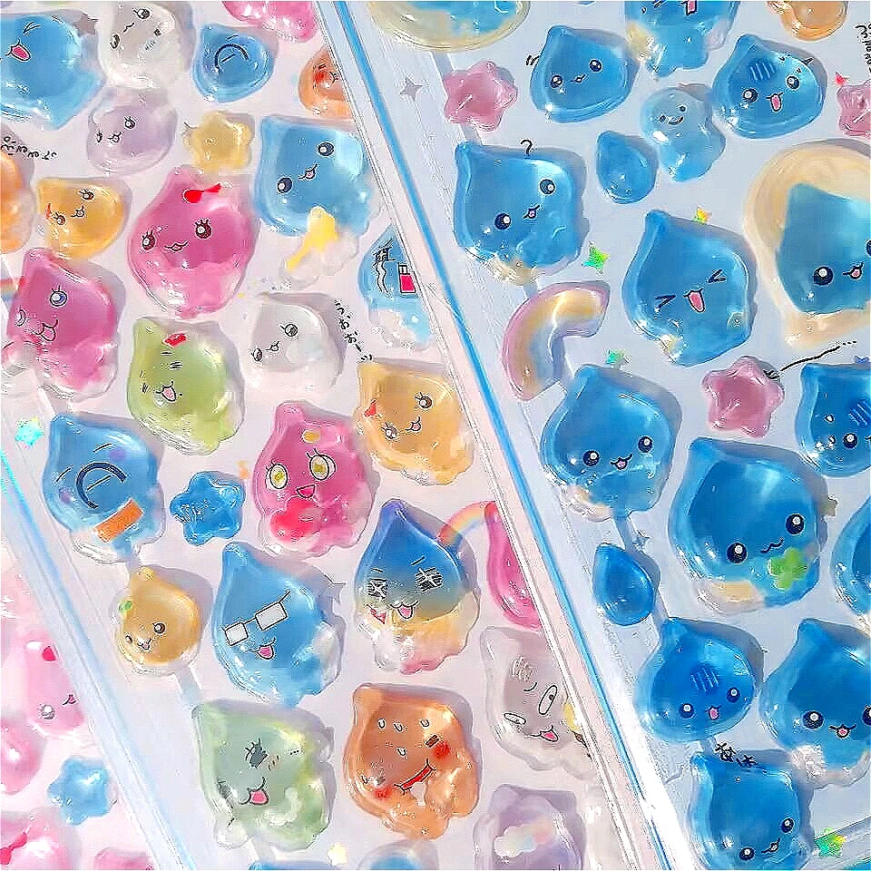 

3D-наклейки «Капли воды», декоративные желейные наклейки для творчества, для блокнотов, дневников, альбомов