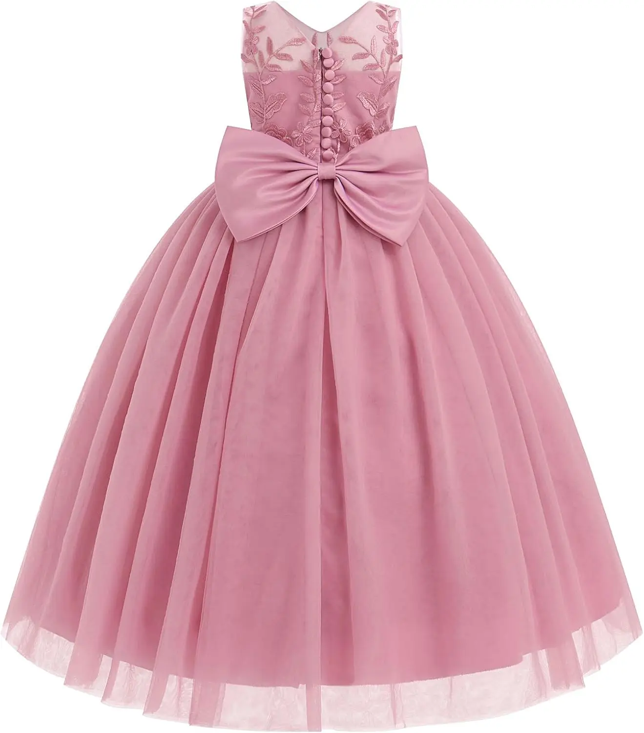 فستان فتاة الزهور للأطفال، فيونكة مزينة بالدانتيل، فستان رقص لحفلات أعياد الميلاد، فستان مناسبة رسمية، فستان شيفون للأميرة