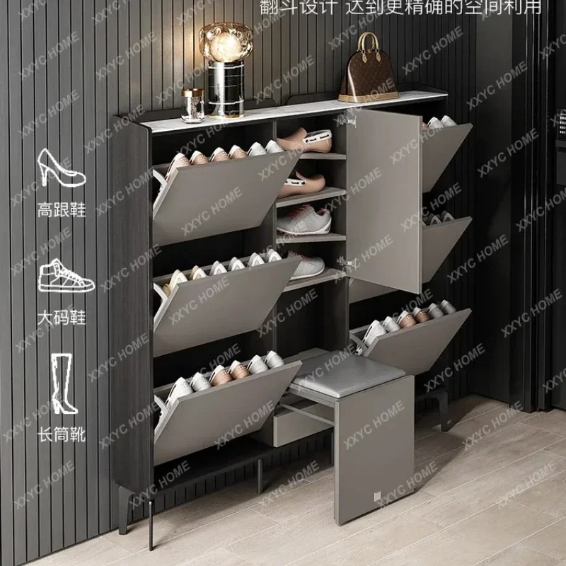 A Modern Italian Style Ultra-Thin Narrow Shoe Cabinet 2025 New Model Indoor Entryway Flip Shoe Cabinet Entryway Cabinet