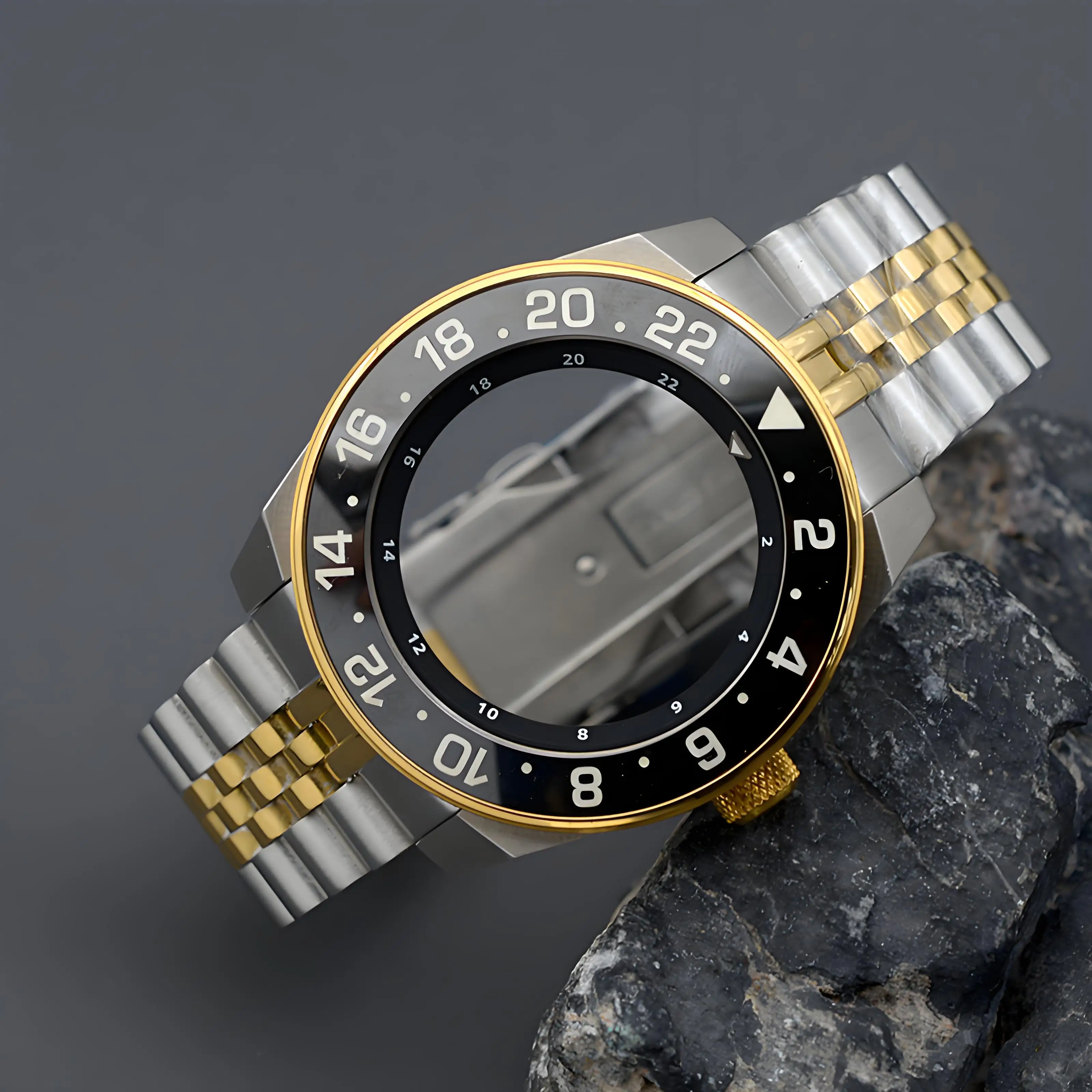 حافظة ساعة ذهبية جديدة King Samurai PROSPEX SNR025 لليابان NH34 4R35 4R36 NH35 NH36 مع زجاج الياقوت 100 متر مقاومة للماء