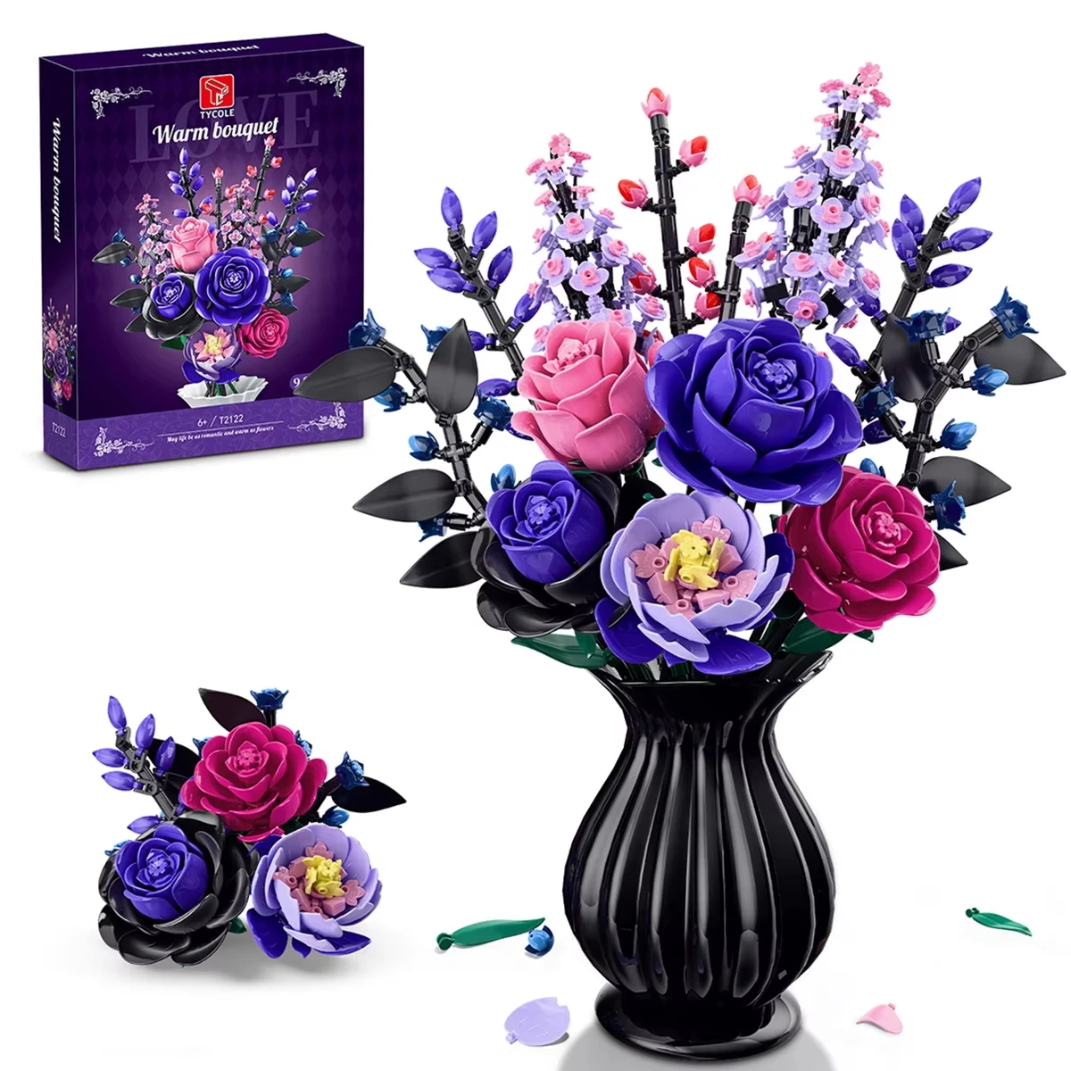 9-in-1 Blumenstrauß-Bausteine Lernspielzeug 10374 Blumen-Bausteine Puzzle-Sets Tischdekoration Valentinstag Weihnachtsgeschenk