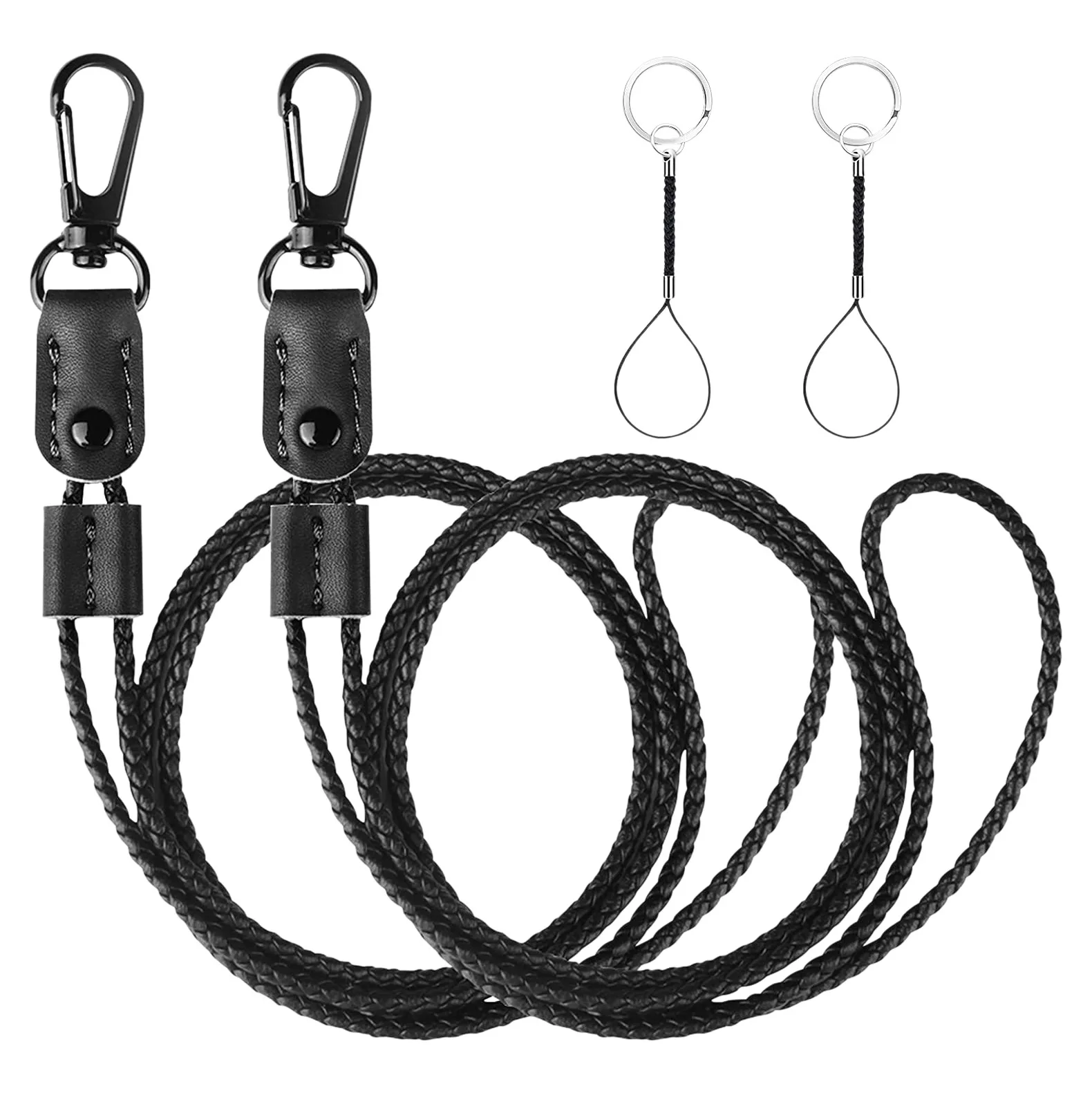 

A69G-2 Pcs Braided Leather Badge Lanyards for ID Badges Holders Keys B