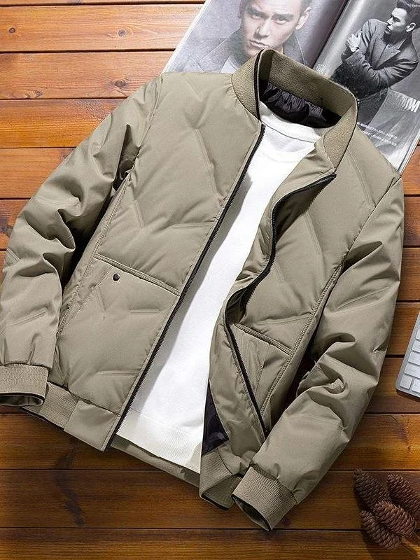 

Men's Lightweight Warm Du down Baseball Jaet Casual Winter Outerwear Durable Water Repellent Coating Regular Fit Coat