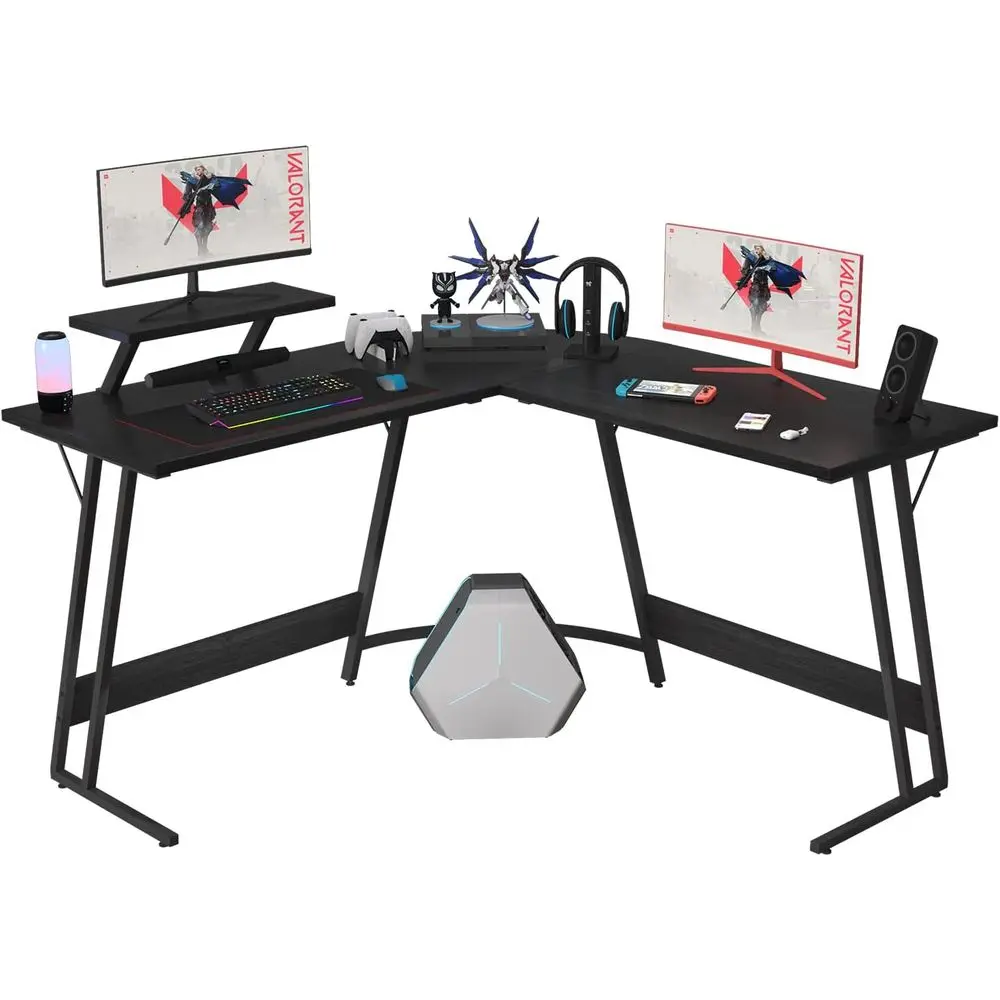 

L Shaped Gaming Desk Computer Desk PC Gaming Desk Table with Large Monitor Riser Stand or Home Oice Sturdy Writing Workstation (