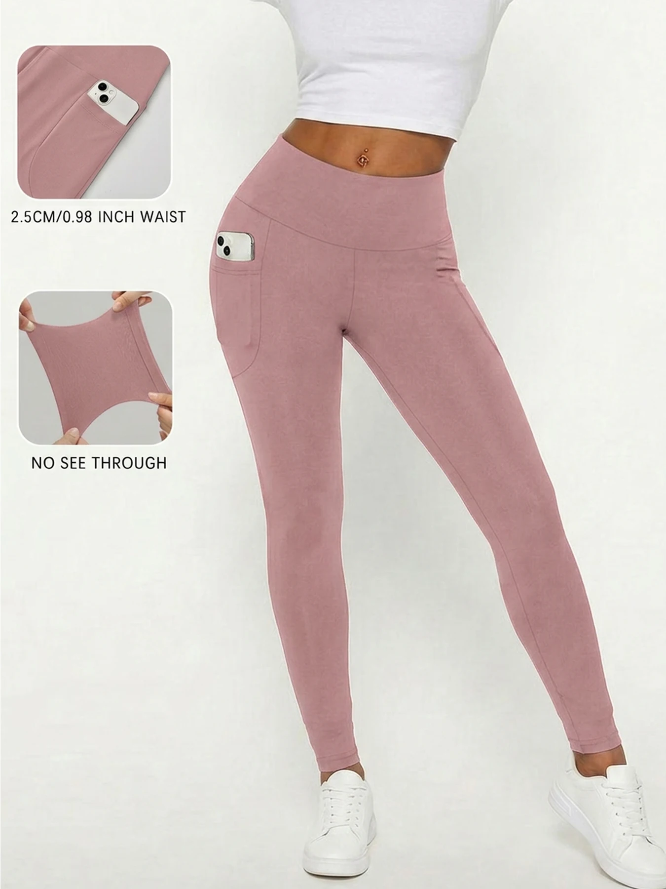 Super Soft Sports Leggings for Women with Pockets High Waisted Tummy Control Workout Yoga Running