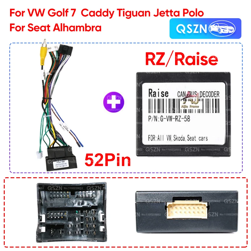 

Для VW Golf 7 Jetta Polo Caddy Tiguan Quadlock 52-контактный кабель 16-контактный разъем жгут проводов CANBUS декодер адаптер Android радио