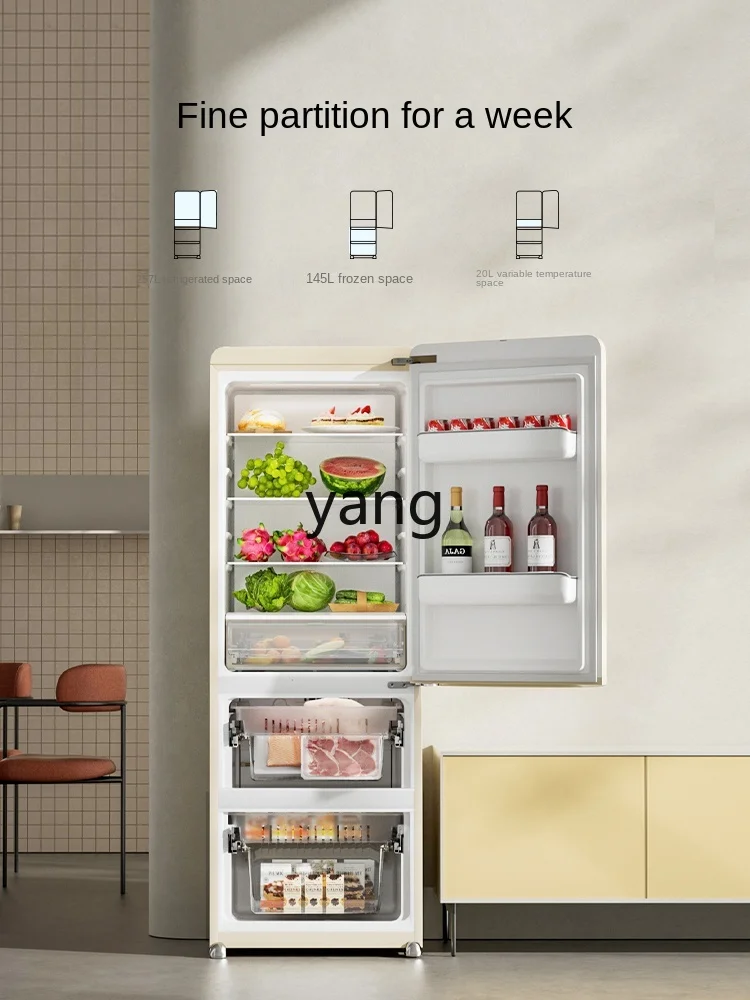 cx Three-Door Retro Refrigerator 402L Small Apartment Home Embedded French First-Class Energy Efficiency