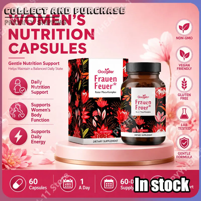 

Googeer Maca Capsules for Women Red Complex Extract Herbal Maca Supplement Daily Wellness Vitality Energy Focus Support 60 Count
