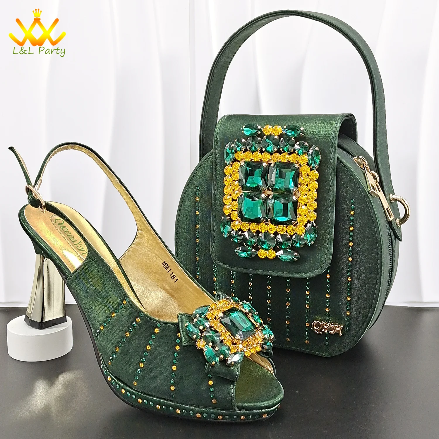 Super High Heels New Arrivals Fashion Special Design Nigerian Women Shoes and Bag Set in Royal Blue Color for Party