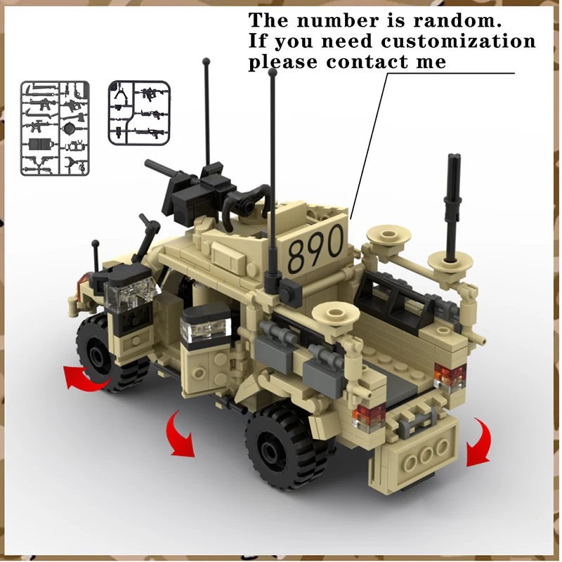 MOC WW2 Military Husky Tsv Armored Car Building Blocks British Soldiers Vehicle Army Figures Weapons Accessories Bricks Kid Toys