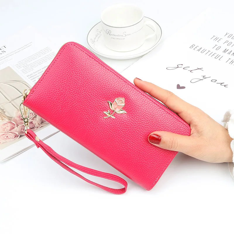 Fashion Zipper Wallet Women Long Purse Handbags Coin Purse Cards Holder PU Leather Large Capacity Cellphone Wristlet Clutch Bag