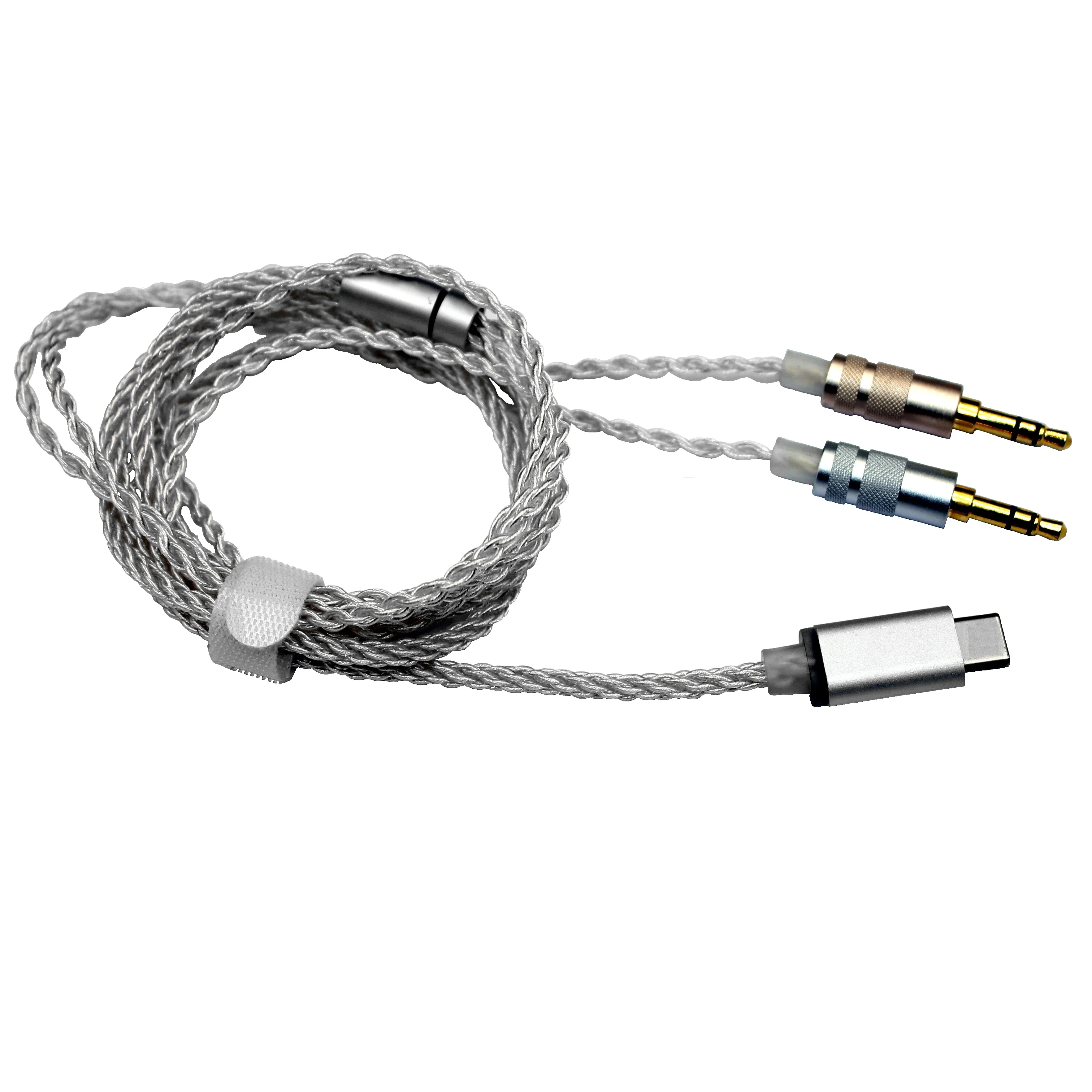 Câble de mise à niveau pour casque Hifi plaqué argent, câble principal avec type C, 17 conducteurs, haute qualité, 2 pièces, 3.5mm, prise évitée plaquée Au