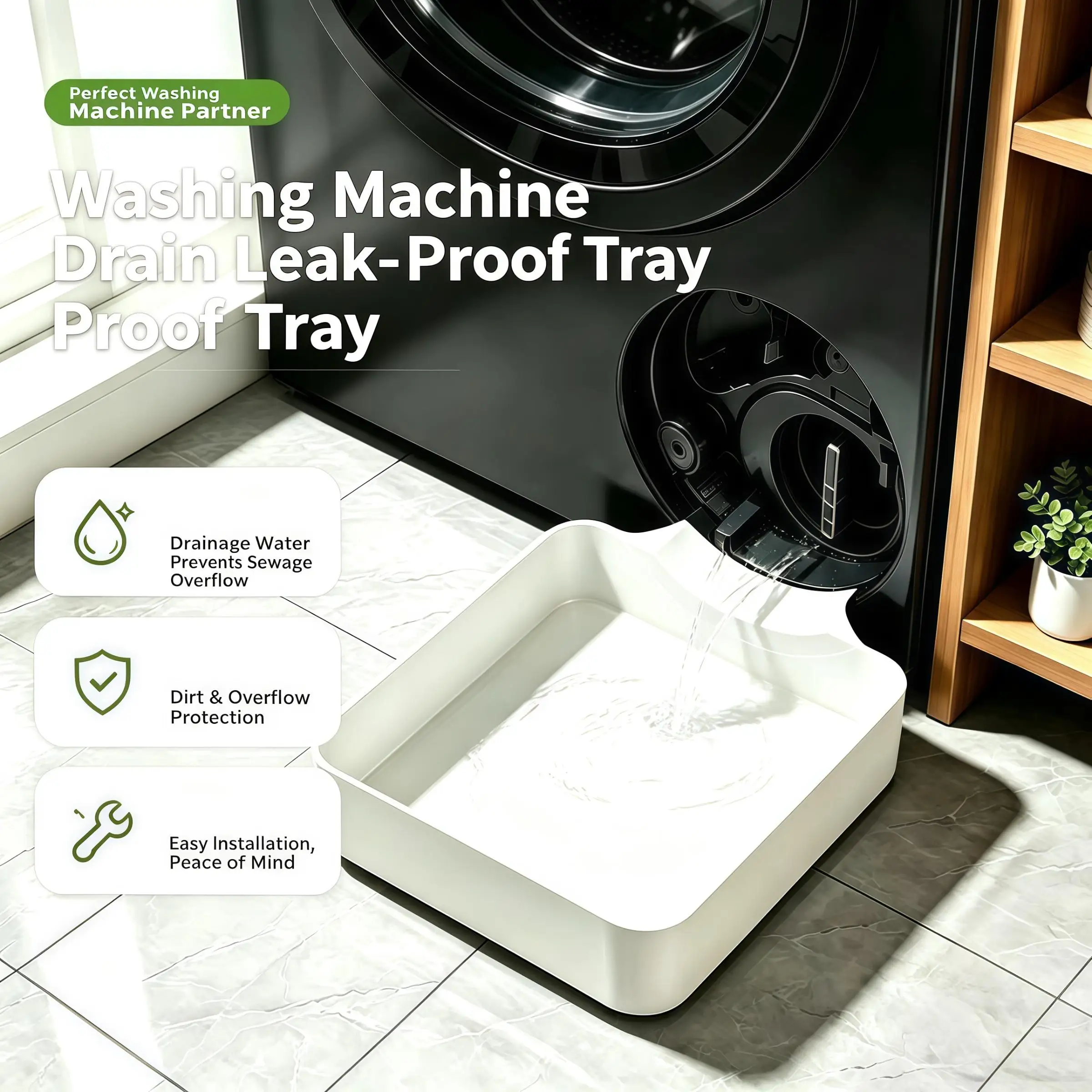 High Quality Washing Machine Drain Tray Water Catch Box Leak Proof Pan For Drum Washer Floor Protection