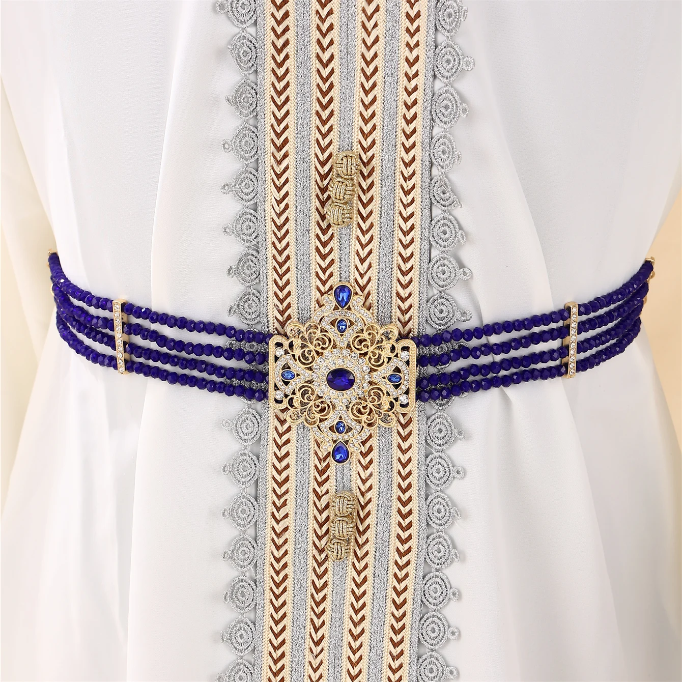 Bride's Wedding Alloy Belt Inlaid With Rhinestone Moroccan Women's Waist Chain In Palace Retro Style