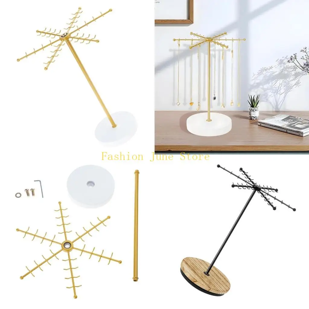 

N5KA Металлическая подставка для ожерелья с 48 крючками. Вращающаяся стойка для организации и демонстрации ожерелий, сережек и