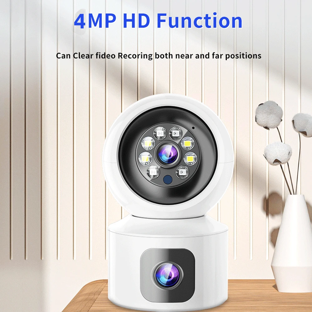 

4MP Dual Lens WiFi Camera Baby Monitor Auto Tracking Ai Human Detection Indoor Home Security CCTV Video Surveillance