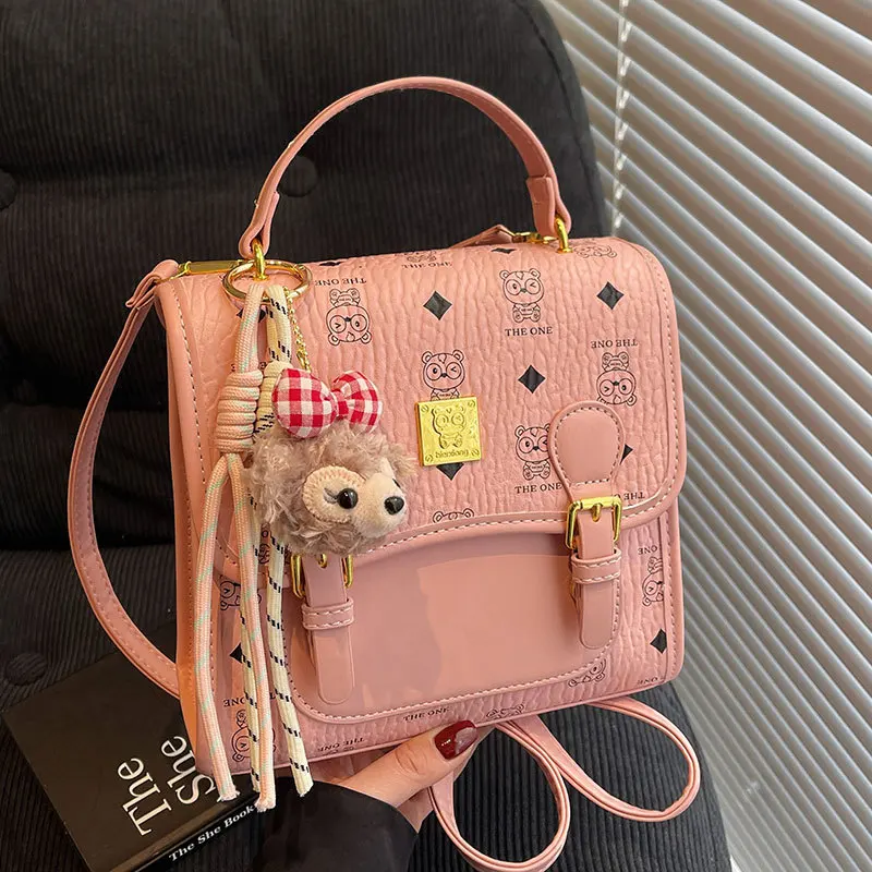 

2025 New Prep School Print Box Bag for Women, Color-Block Top Handle Backpack, Structured Casual Purse, Polished & Versatile​