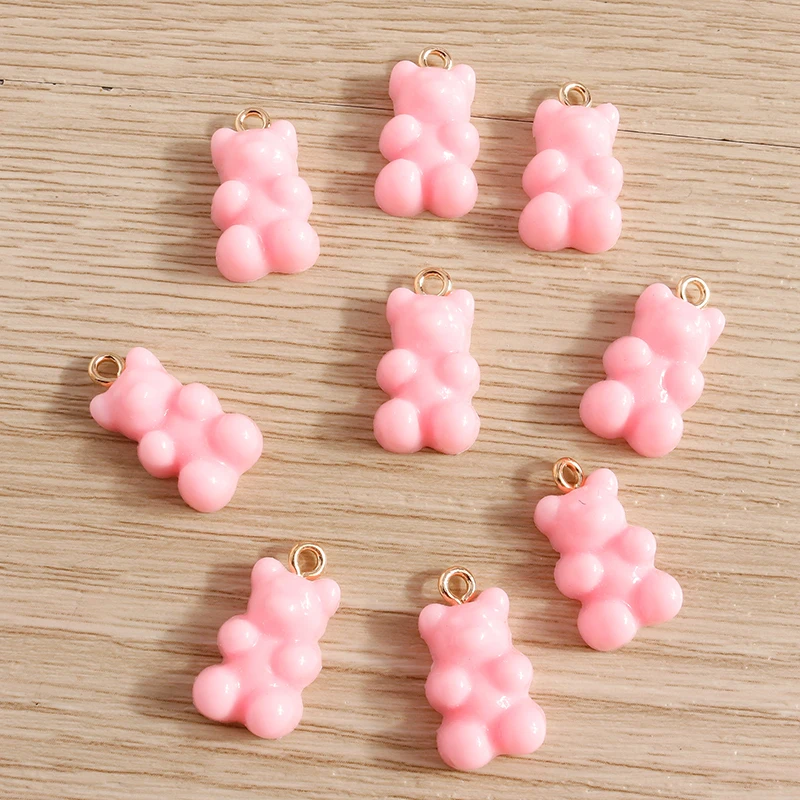 Tusember 30 Stück, 9 Farben, einfarbige Gummibärchen-Anhänger aus Harz für Schmuck, zum Selbermachen, für Ohrhänger, Armbänder, Halsketten, Anhänger und Accessoires. – Detail 5
