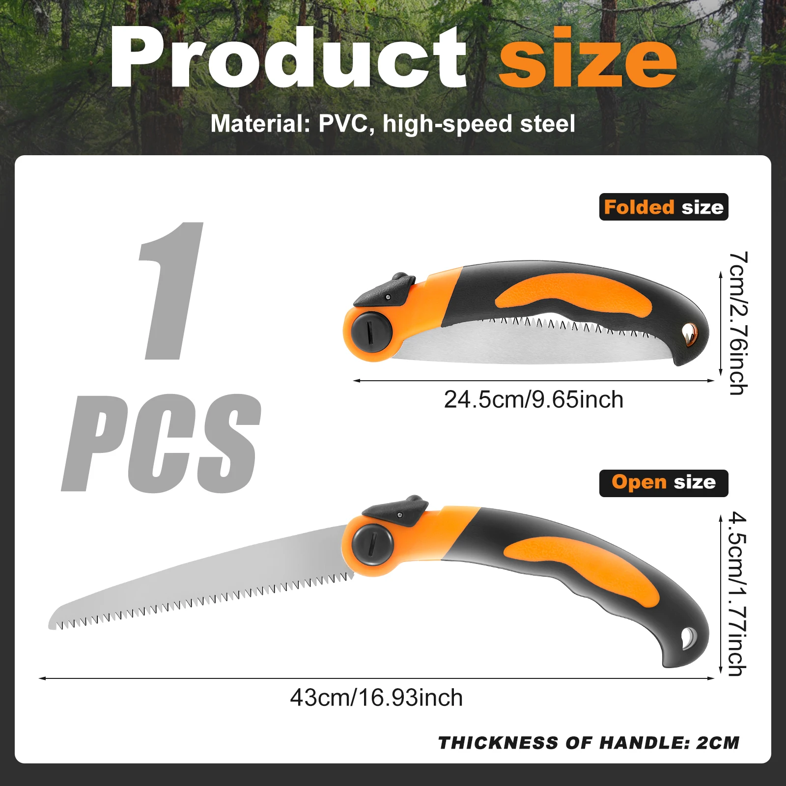 Folding Saw Portable Garden Pruning Felling Saw Sharp Power Tooth Blade Three Sided Grinding for Thick Trunks and Branches