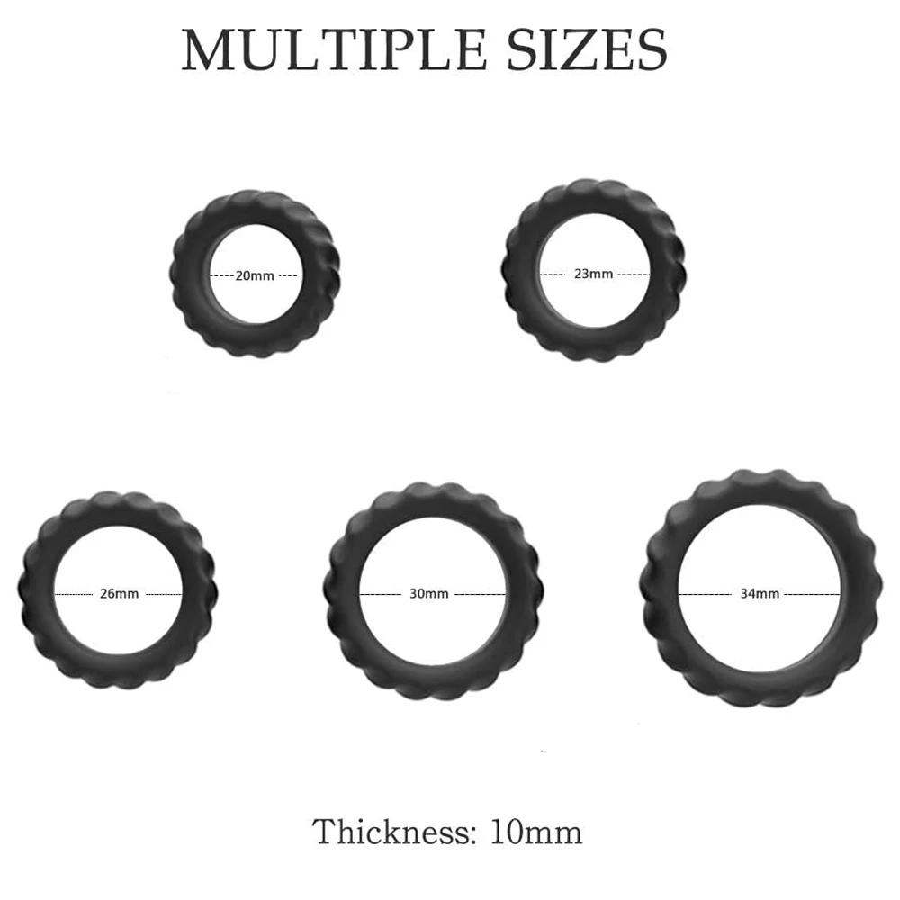 5Pcs/Set Different Size Silicone Penis Rings for Erection Enhancing - Training Cock Ring Penis Ring for Men Stamina Prolonging