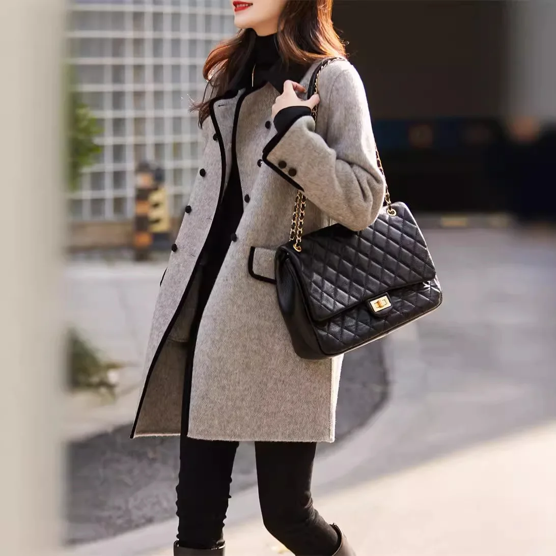 

Ladies' Faionable Early Autumn Woolen Coat Small Size High End Spring Autumn Winter Outerwear Polyester Fiber Long Sve