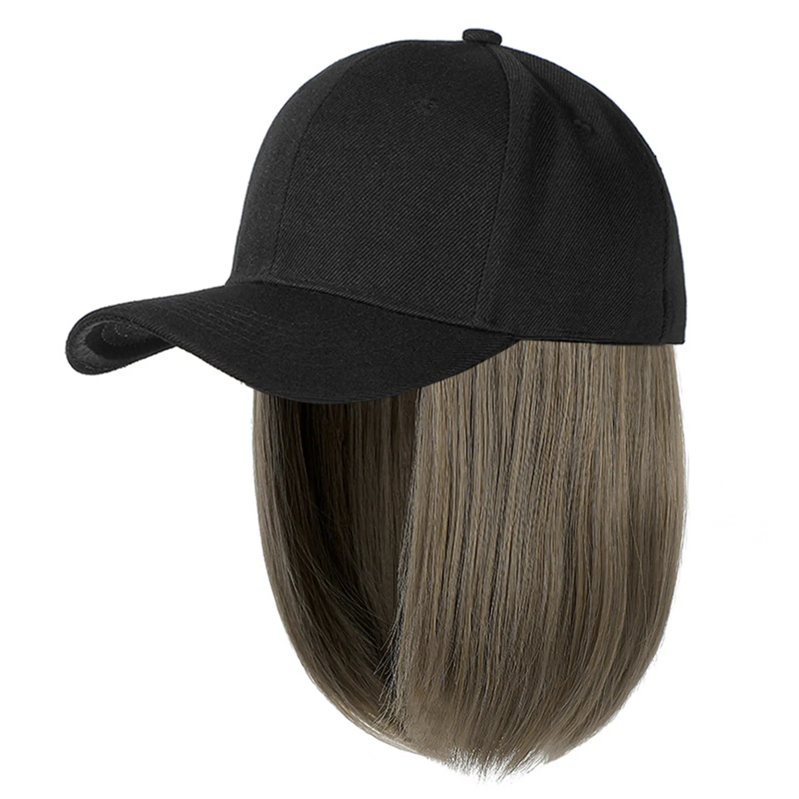 Short Straight Wigs Hat Women Wig Hat Hair Wig Cap Hip Hop Cap for Women Straight Baseball Bob Wig Bonnet Cool Punk Wigs