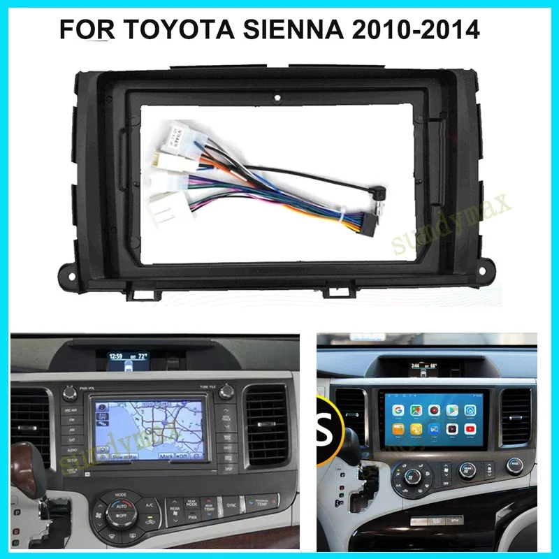 

2din автомобильный радиоприемник, адаптер рамки для TOYOTA Sienna 2010-2014, Android-радио, аудио, крышка приборной панели, жгут проводов