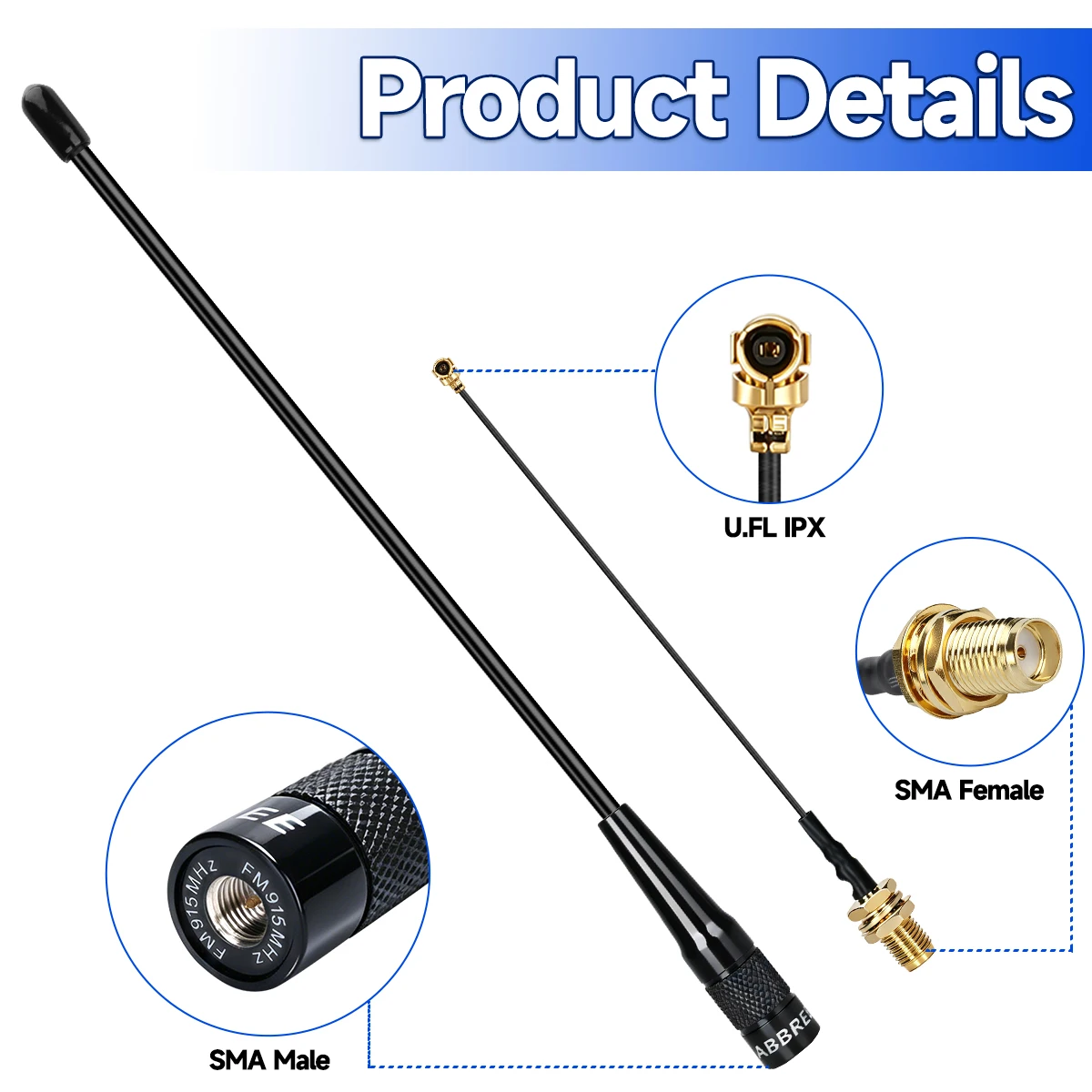 ABBREE AR-915 V1 V2 915MHz Long Range Signal Booster Antenna SMA Male for LoRa IoT Module Transceiver Communication Outdoor