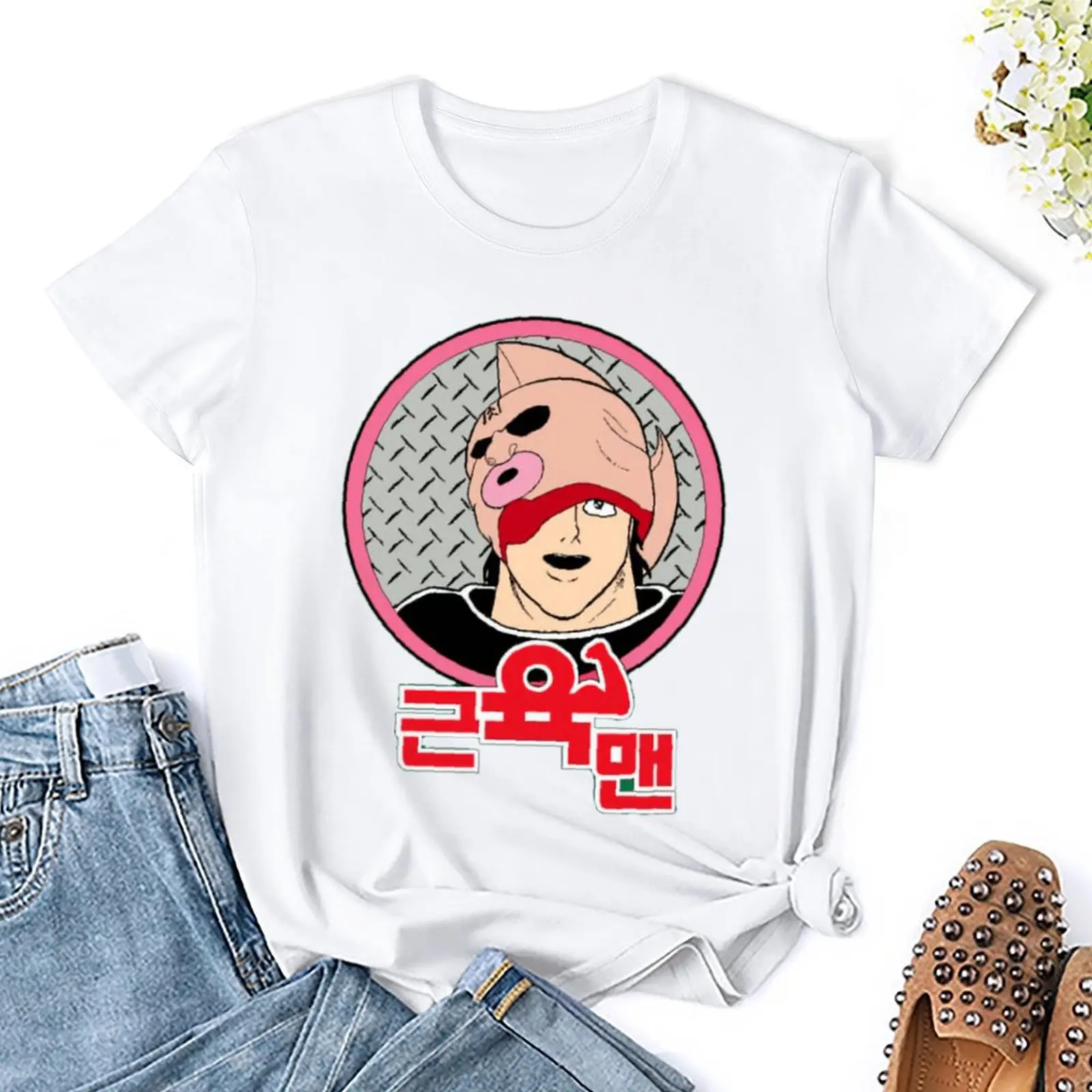 Fresh  Muscle Kinnikuman Unmasked (Korean Version) Kinnikuman T-shirt  Sports Top Tee Graphic Cool Funny Novelty Fitness