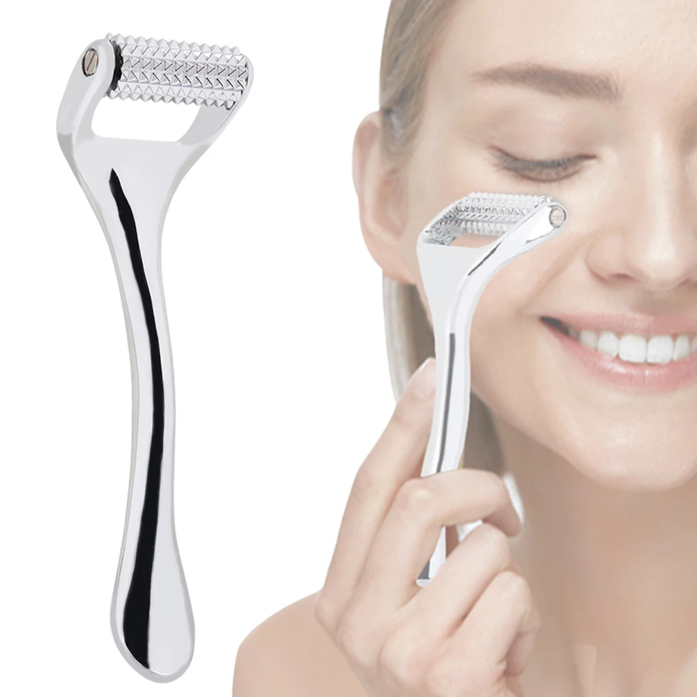 Face Massager Zinc Alloy Derma Roller Painless Micropin Skincare Facial Manual Massager Beauty Tools Face Roller Wrinkle Remover